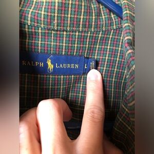 Ralph Lauren mens long sleeve large shirt green red yellow plaid